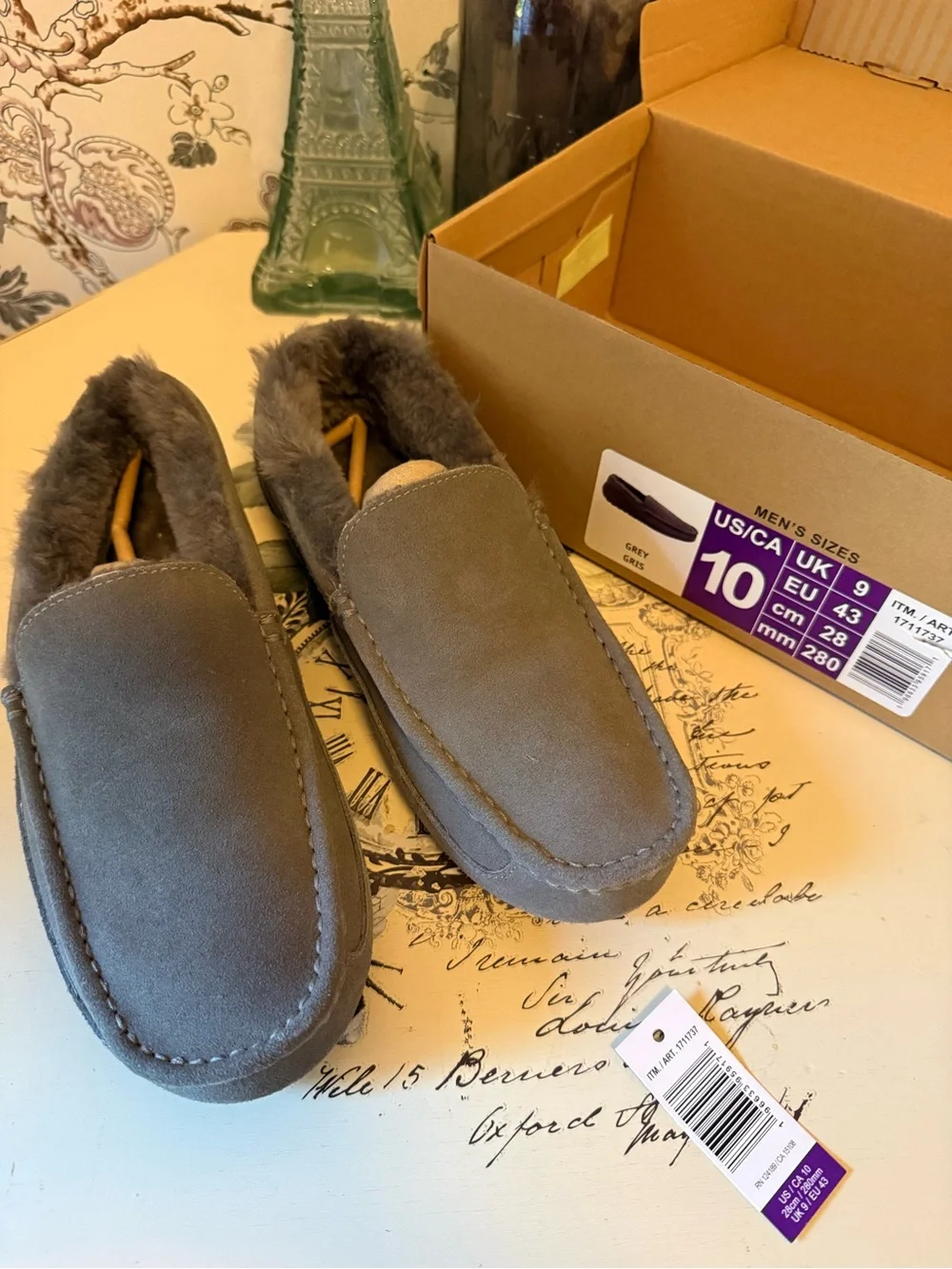 Kirkland Signature Grey Suede Fleece-Lined Slip-On Loafers